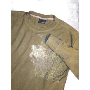 Hurley Long Sleeve Waffle Knit Thermal Green Affliction y2k Design Mens XL